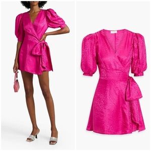 RONNY KOBO Anna Satin Jacquard Mini Dress In Bright Pink